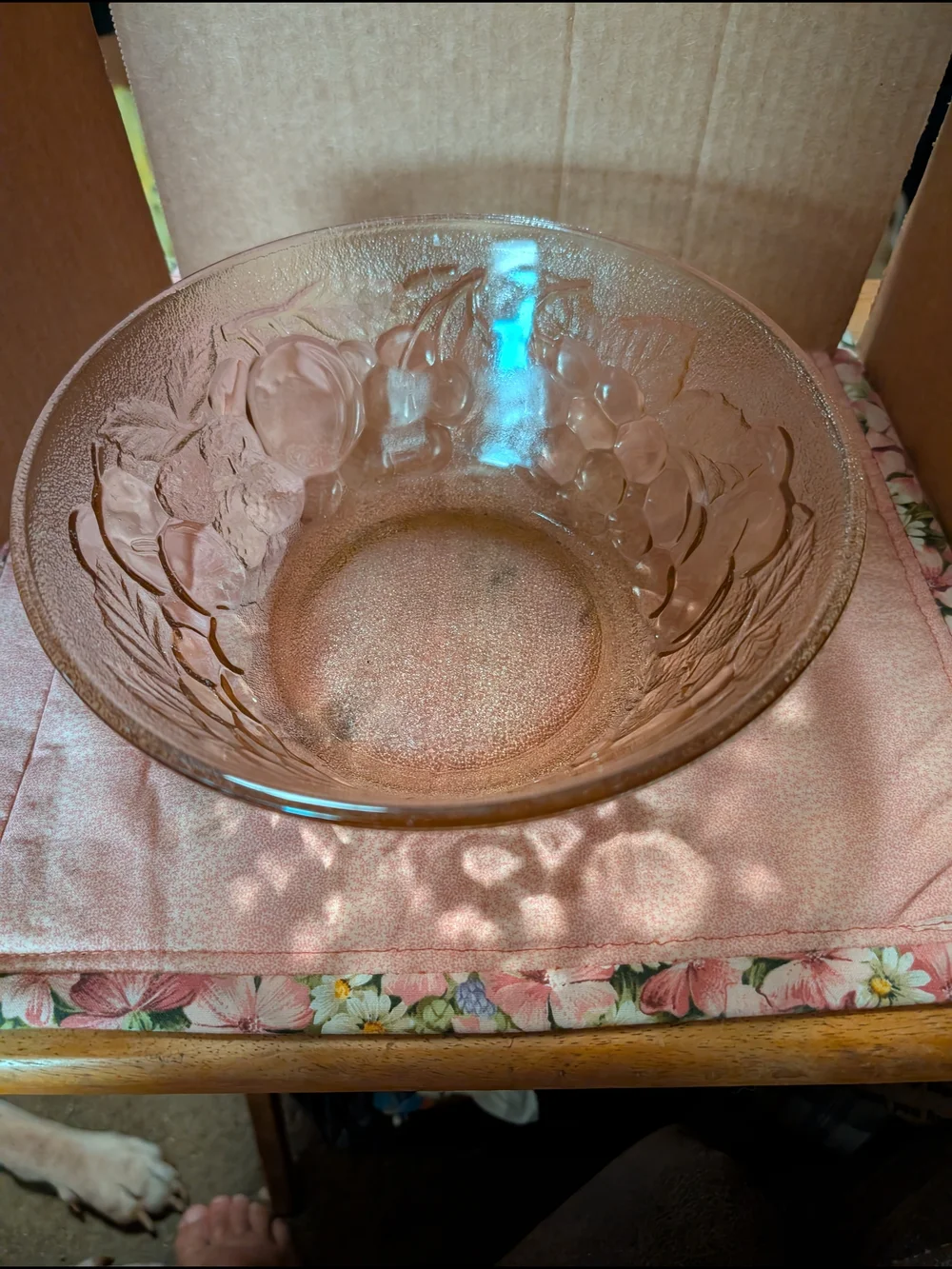 Pink Depression Glass Serving Bowl - Decorative Home Dining